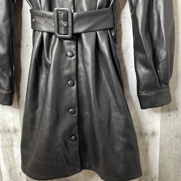 NWT  She + Sky faux leather long sleeve button down dress with belt. Size large. - Picture 4 of 12